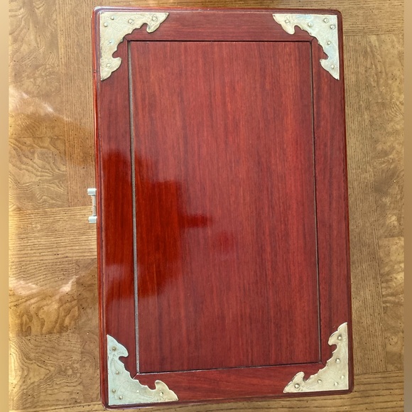 Rosewood Jewelry Box/Chest with Brass Accents - Vintage - Picture 4 of 12